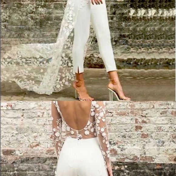 White lace overlay top / dress / trail - Picture 3 of 6